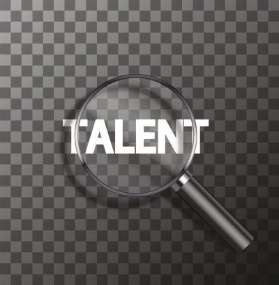 Talent commercial vector word in magnifying glass